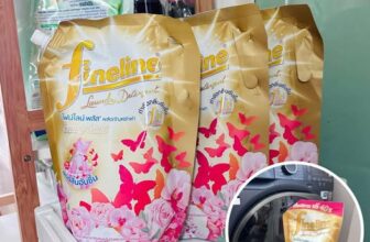 Fineline ไฟน์ไลน์ซักผ้า กลิ่นซันนี่โกลด์ สูตรลดกลิ่นอับชื้น 1250 มล.x6 สีทอง